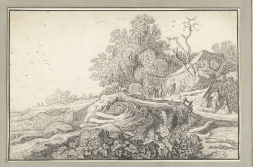 Landscape with a cart and figures at a farm