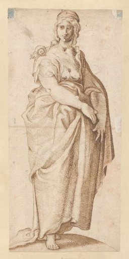 Standing Woman with a Snail on Her Shoulder