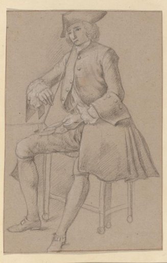 Pipe-Smoking Man with a Stick