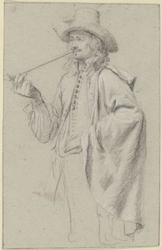 Pipe-Smoking Man with a Hat and Cape