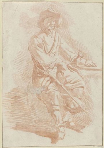 Seated Man with Hat and Sword