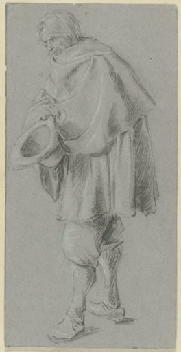 Standing Man with Cape, Holding a Hat in His Hand