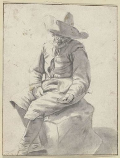 Seated man with a hat