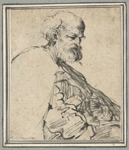 Old man in a wide cloak, half-length