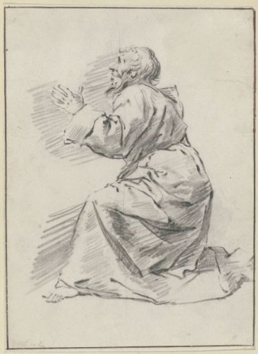 Kneeling man in a robe