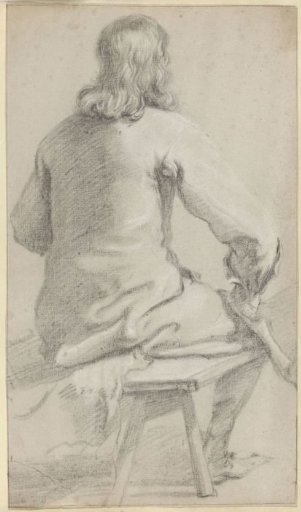 Seated Man Seen from the Back, Hat in Hand on His Knee