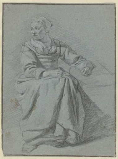 Seated Woman, Head Facing Right / verso: Sketch of a Man with a Hat