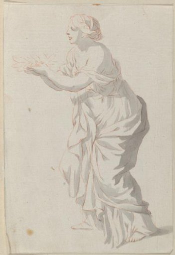 Standing woman with a laurel wreath in her hands