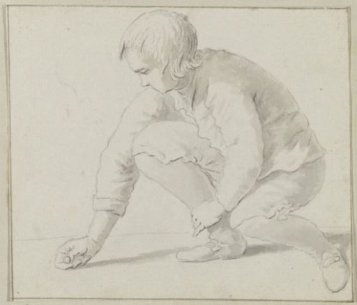 Boy playing marbles