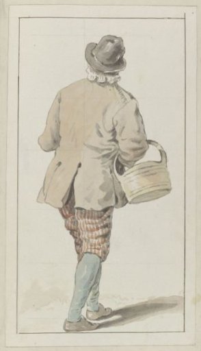 Man with hat and basket, seen from behind