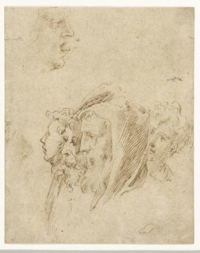 Four Heads of Men in a Row