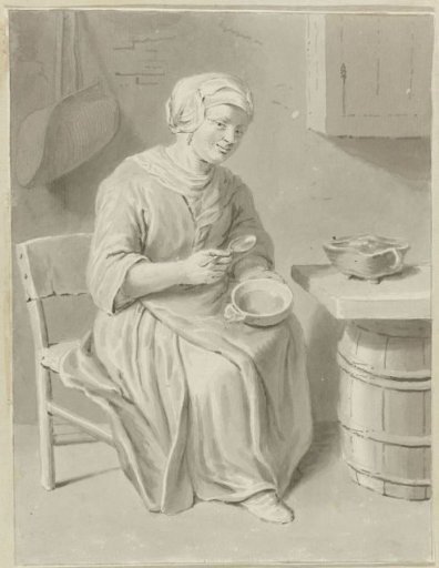 Woman eating in an interior