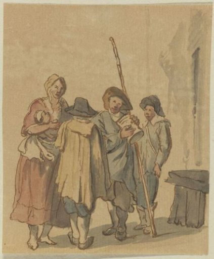 Standing Group, Three Men and a Woman with a Child on Her Arm