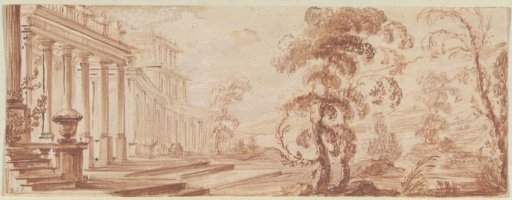Landscape with a palace with a concave facade