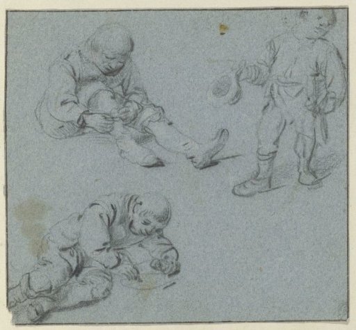 Study with a sitting, standing and lying boy
