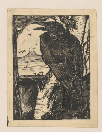 Raven on a Birch Tree