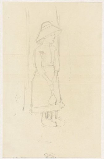 Standing girl with hat and bag