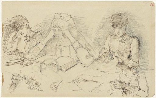 Studies of women doing needlework and reading