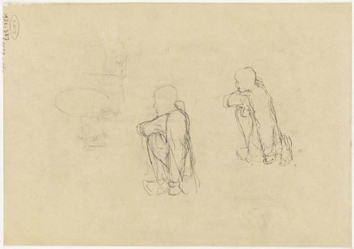 Two sketches of a crouching figure