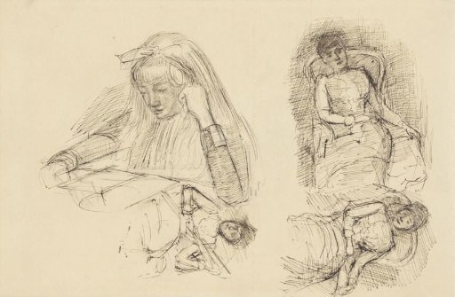 Four studies of women, seated and reading
