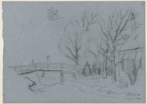 Small bridge and trees near a house