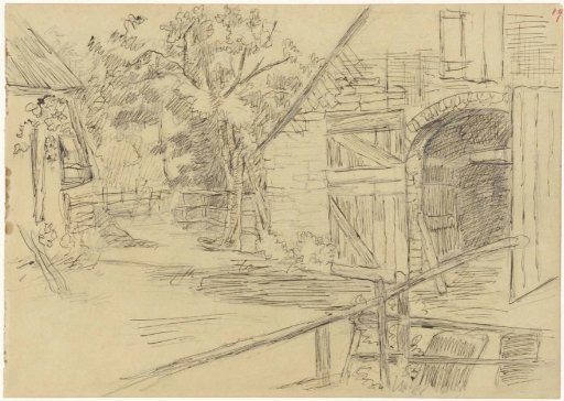 Yard with a barn
