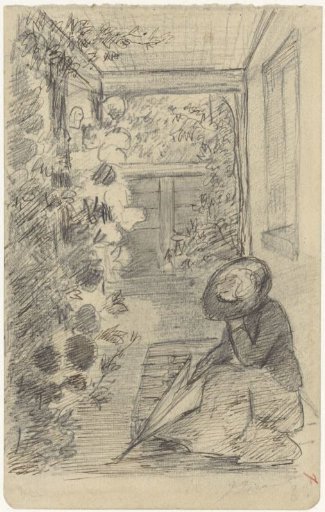Seated woman on a veranda