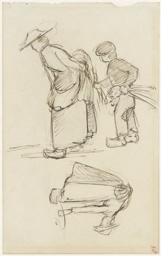 Two studies of a working woman and a boy