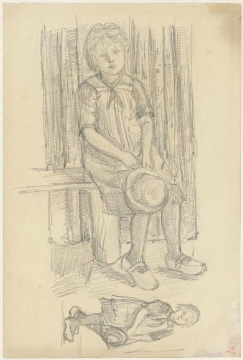 Sitting and standing girl