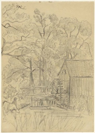 Watermill among trees