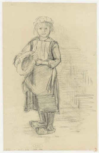 Standing girl, with a hat (?)