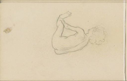 Seated naked child with curls