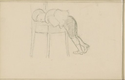 Boy Leaning with His Upper Body on a Chair