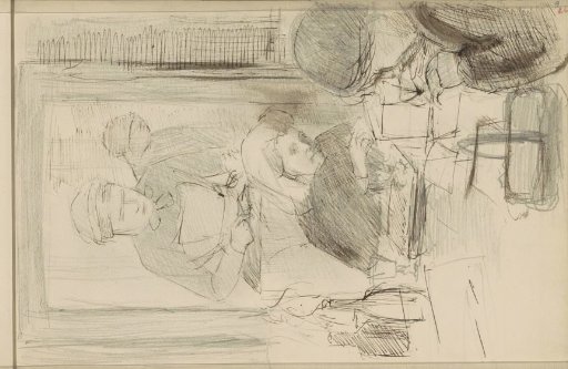 Interior with Two Children at a Table with Writing Materials