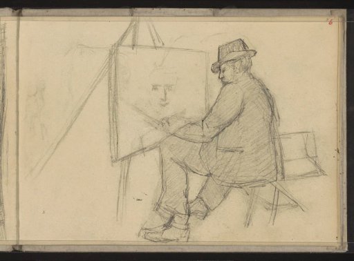 Artist Sitting Behind a Painting Easel