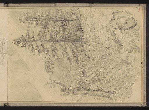 Mountain Landscape with Pines and Boulders