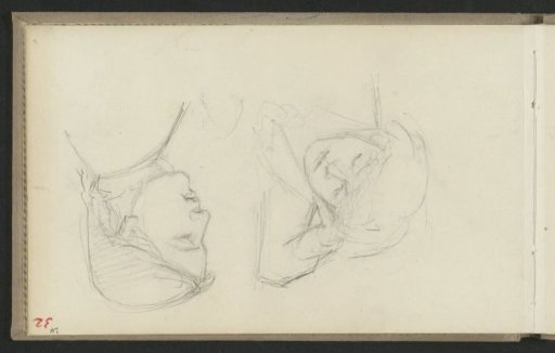 Woman's head and a child supporting the head with the left hand