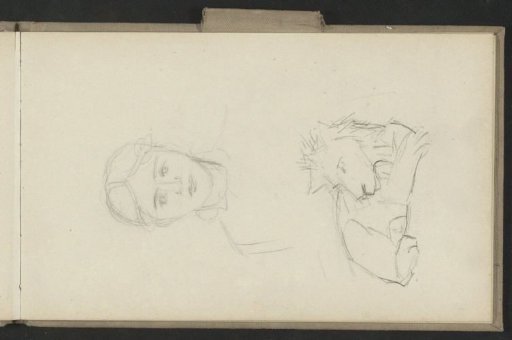Head of a girl and a recumbent lion