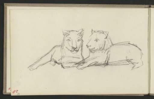 Two reclining cats