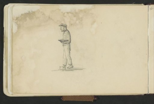 Walking man in wooden shoes