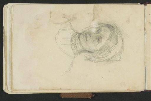 Head of a woman with a cap and necklace