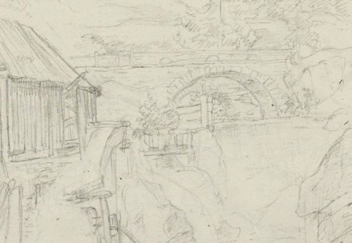Watermill at a stone bridge