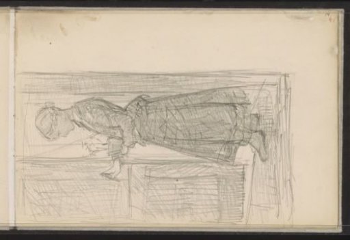 Standing woman with a flowerpot in a doorway