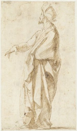 Draped Model, with a Hand Stretched Forward