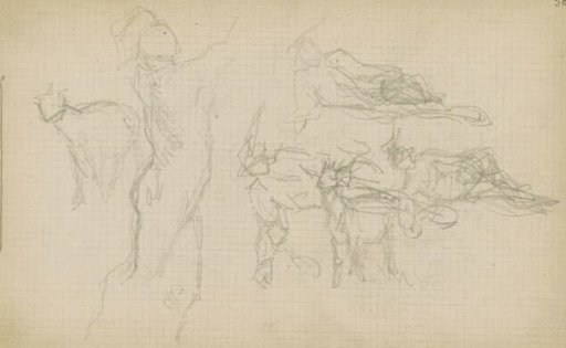 Goats, a tree trunk and a reclining figure