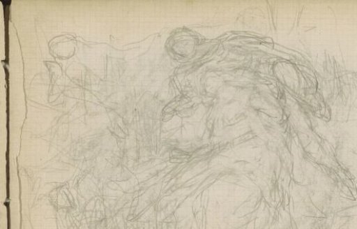 Seated woman with her head against a man's chest