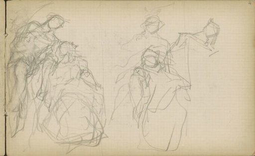 Twice a Man Standing Diagonally Behind a Sitting Woman and Bending Toward Her