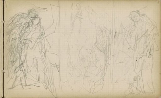 Study Sheet, Including Two Figures Standing Side by Side