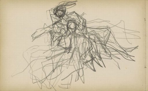 Two figures, leaning against each other