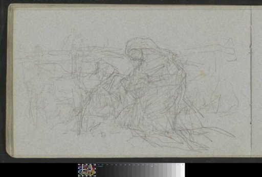 Landscape with a woman kneeling by a goat